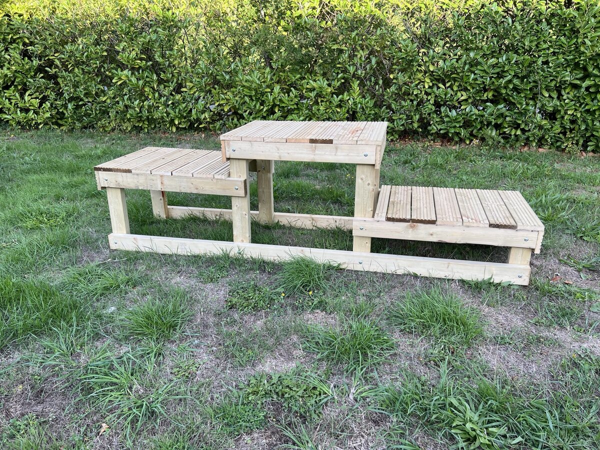 Three-level handcrafted wooden dog agility podium